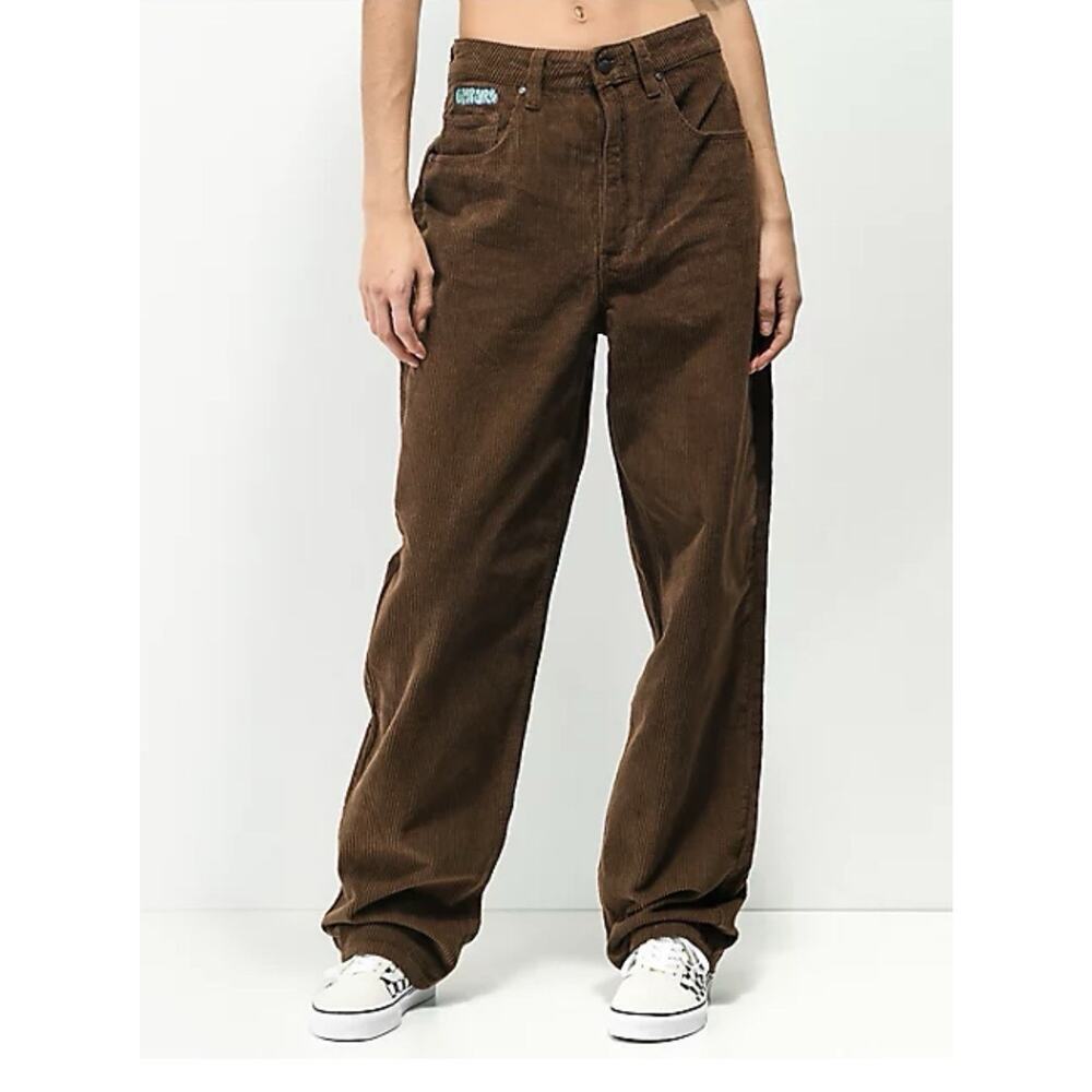 Empyre Tori Corduroy Pants Womens 8 Brown Skate Loose Baggy Relaxed Retro